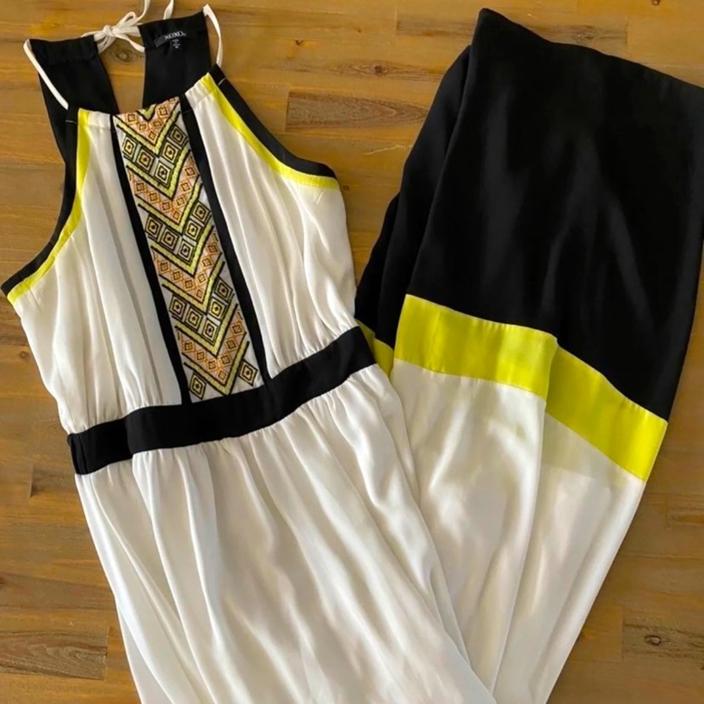 Xoxo, maxi dress. Ties around neck. Unique design.